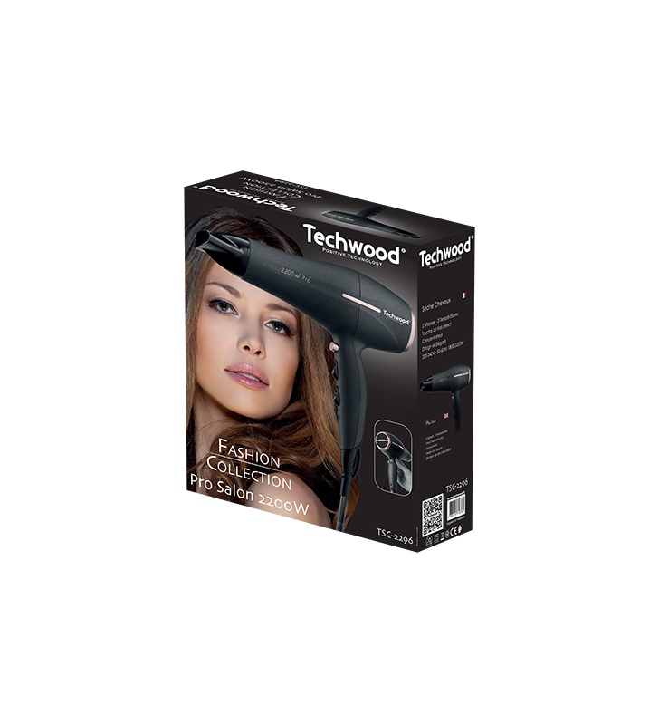 Séchoir 2200W 3 Températures 2 Vitesses TECHWOOD Séchoir 2200W 3 Températures 2 Vitesses TECHWOOD