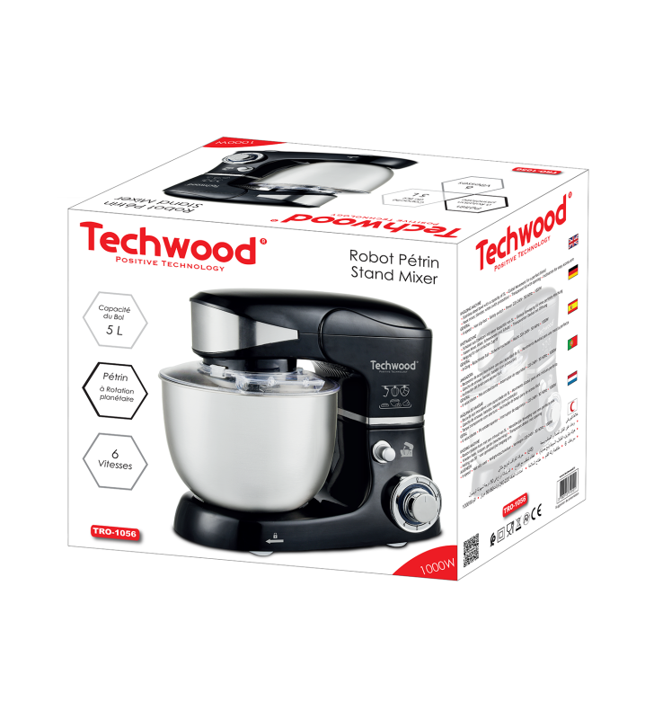Robot Pâtissier Pétrin 1000W 6.5L TECHWOOD