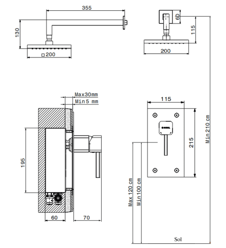 Kit Mitigeur de Douche Encastré Zarzis SOPAL Kit Mitigeur de Douche Encastré Zarzis SOPAL