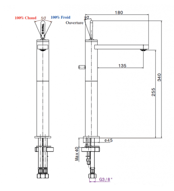 Mitigeur de Vasque Long Nabeul SOPAL
