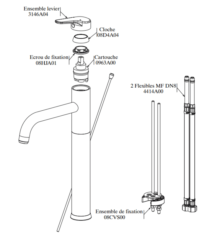 Mitigeur de Vasque Long Sousse SOPAL
