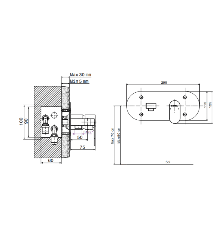 Mitigeur de Toilette Encastré Sfax SOPAL