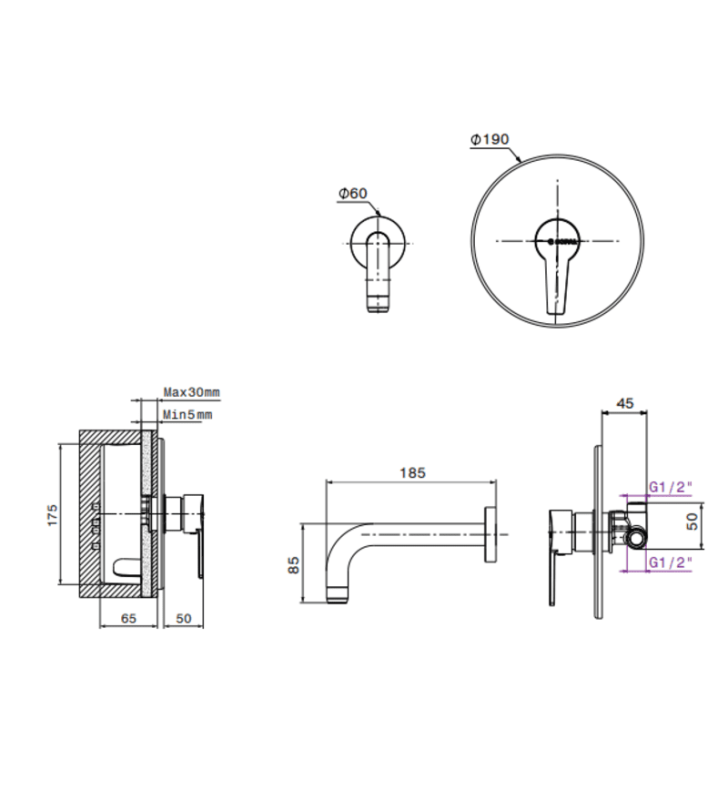 Mitigeur de Lavabo Encastré Douz SOPAL