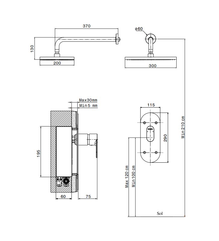 kit Mitigeur de Douche Encastré Sfax SOPAL