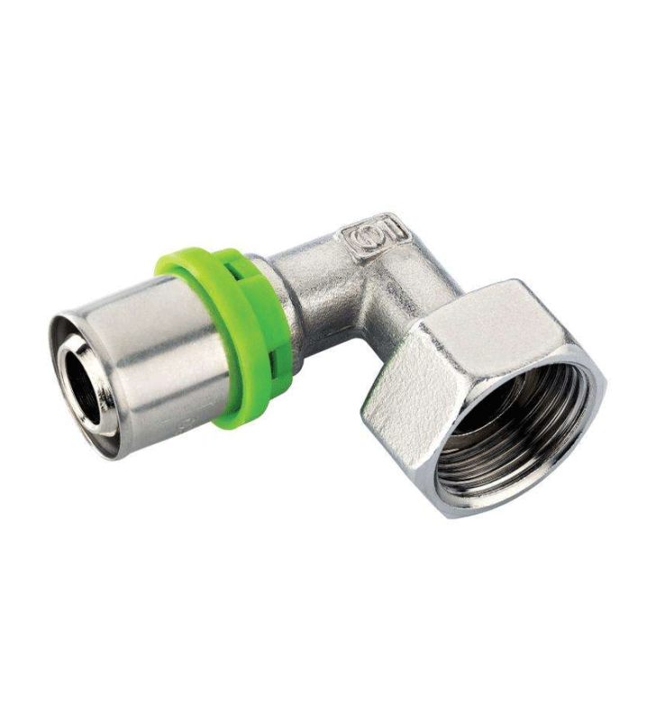 RACCORD COUDE ECROU LIBRE 15/21 FEMELLE PEX 16 A SERTIR SOPAL