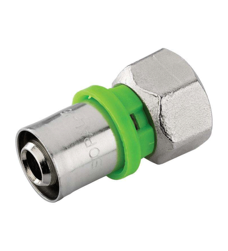 RACCORD DROIT AVEC ECROU LIBRE 15/21 FEMELLE PEX 16 A SERTIR SOPAL