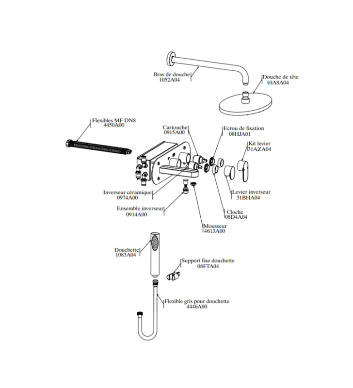 Mitigeur de Bain Douche Encastré 3 Sorties Sfax SOPAL