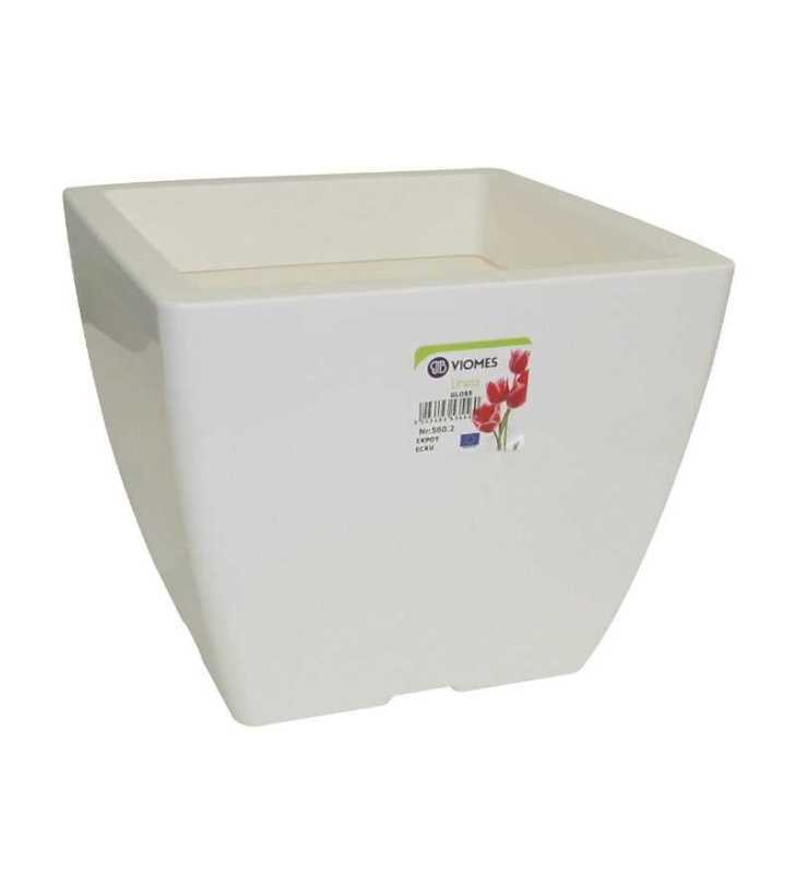Pot linéa square gloss écru 15x15x12.5 cm - Viomes