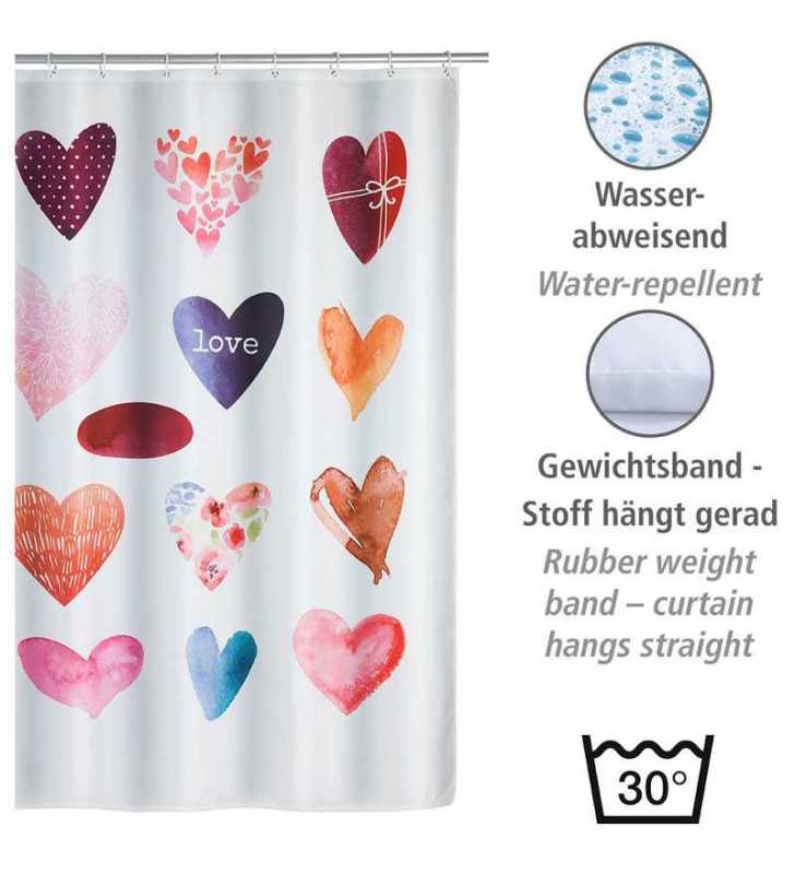 Rideau de douche Love Polyester 180x200cm - WENKO
