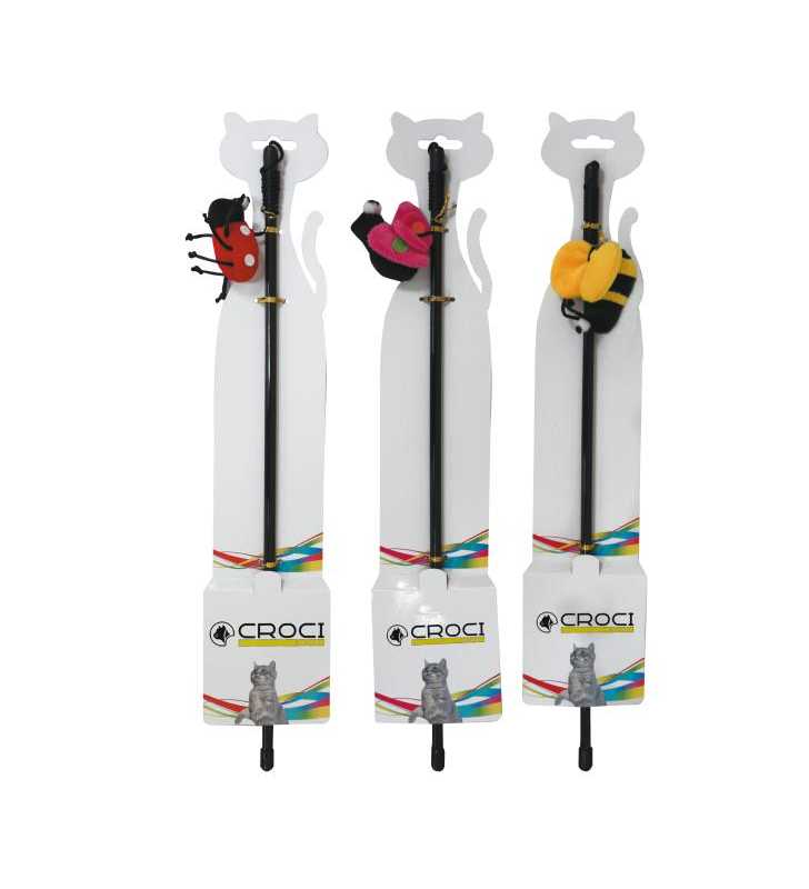 CAT TOY STICK W/BUGS MIX. SUB.