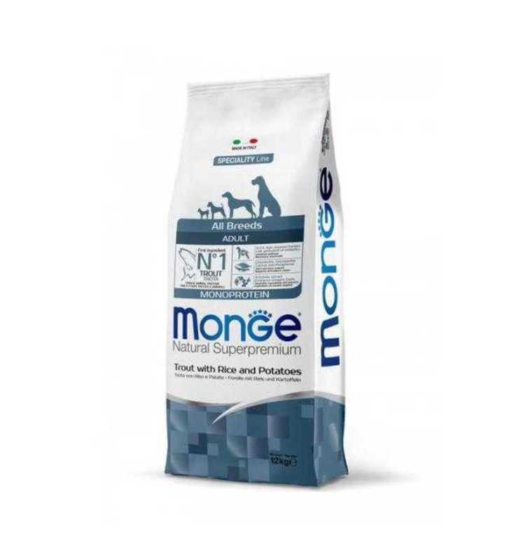 MONGE ALL BREEDS ADULT MONOPROTEINE TROUT 12KG MONGE ALL BREEDS ADULT MONOPROTEINE TROUT 12KG