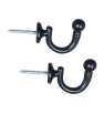 Lot de 2 Embrasses De Rideau A  Tête Ronde Support Mural Noir