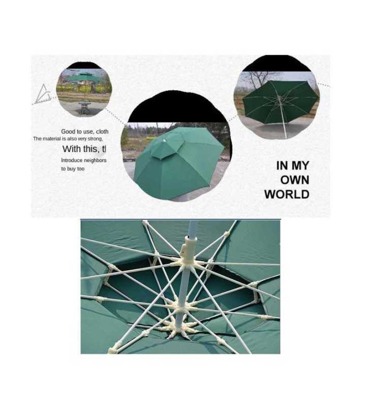 Parasol 2.7m pour jardin/plage double toile-XL + support rouge /vert/bleu