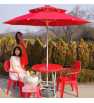 Parasol 2.7m pour jardin/plage double toile-XL + support rouge /vert/bleu
