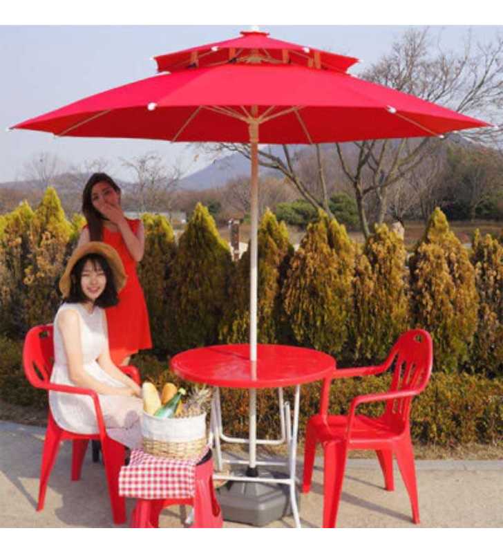 Parasol 2.4m pour jardin/plage double toile-L