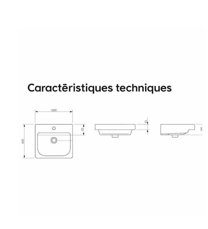 LAVABO POUR MEUBLE VIVACE 50X45 GLASSY