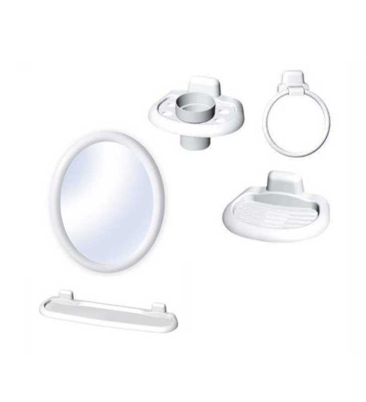 Ensemble De 5 Pièces Accessoires De Salle De Bain Blanc LUXPLAST