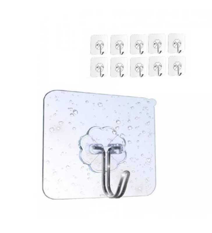 Lot de 10 crochets adhésifs en acrylique puissants pour accrocher au mur ou au plafond