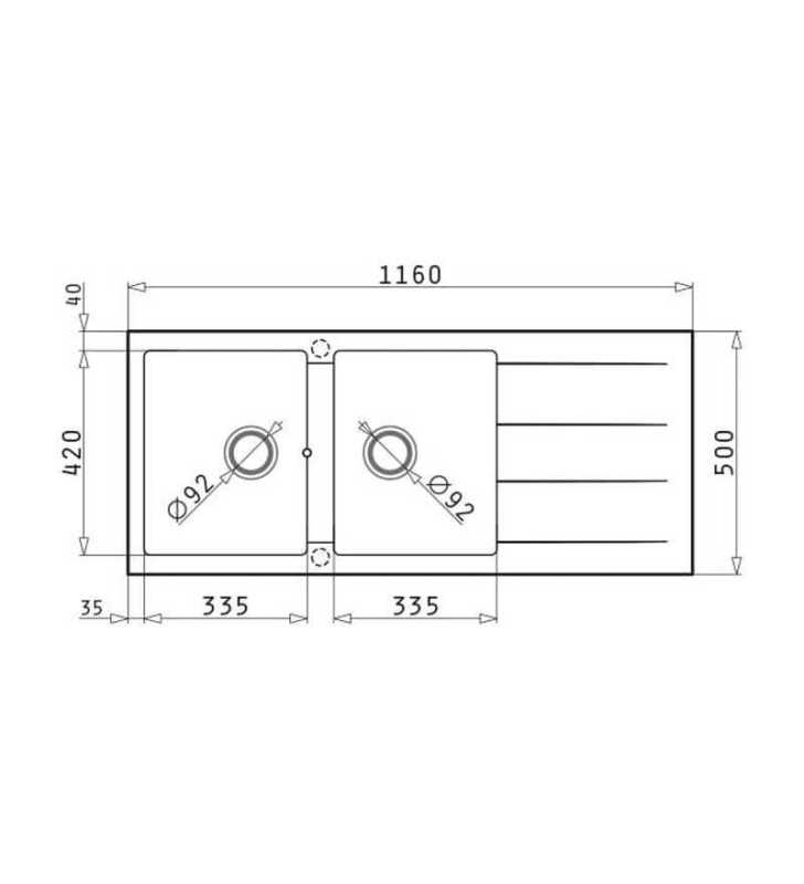 Evier en Granite ESILA Gris 116×50 cm  Realstone