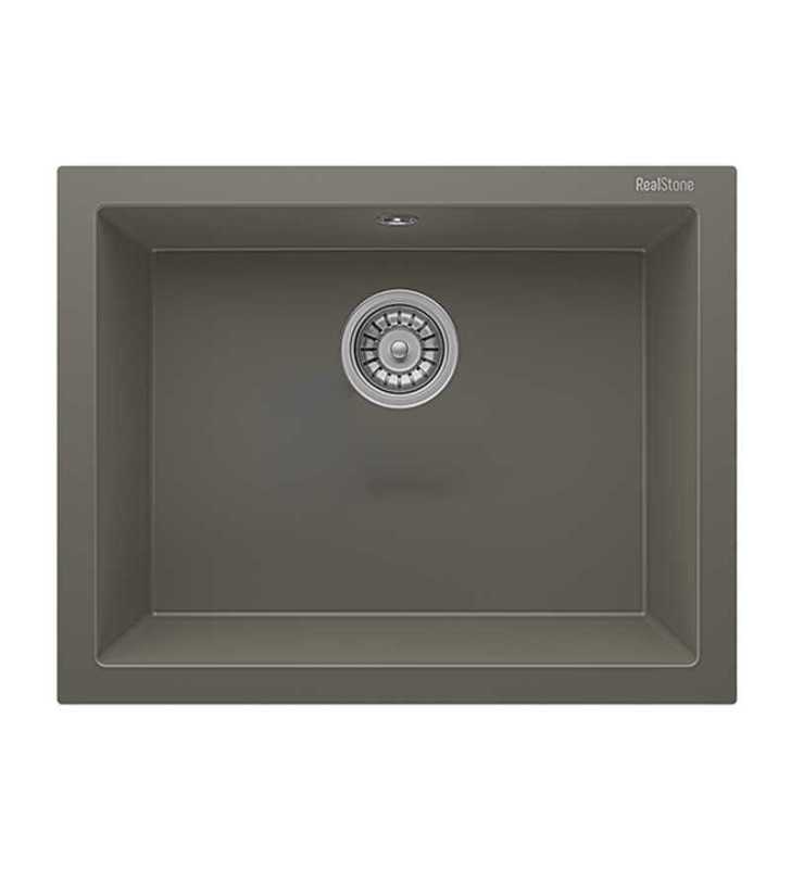 Évier encastrable en granit GORDION gris 60 cm x 47.5 cm Realstone