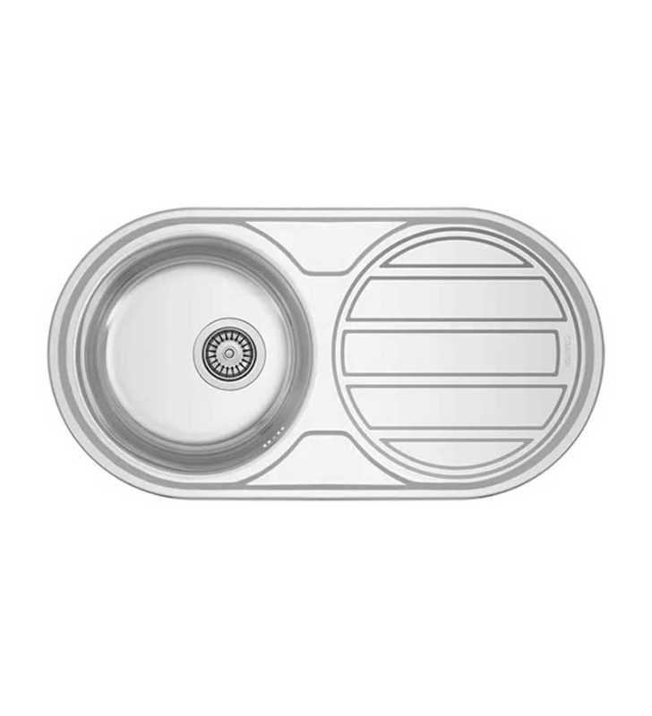 Évier en Inox 85X45 1bac+EG-Rond Encastré