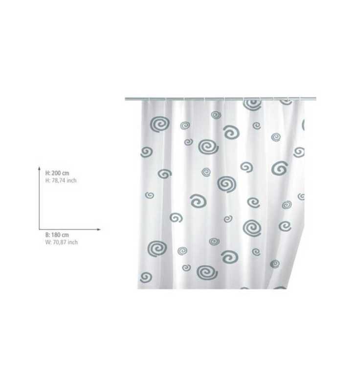 Rideau de Douche En Polyester Escargot 180 X 200 cm Avec 12 Anneaux