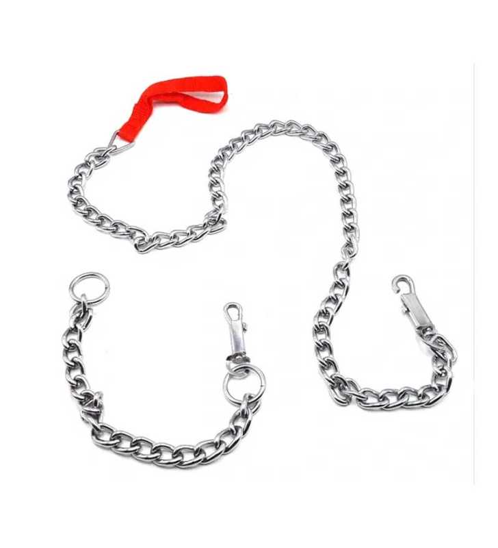 Laisse et collier en métal avec poignée en tissu pour chien, 120cm s Laisse et collier en métal avec poignée en tissu pour chien, 120cm s