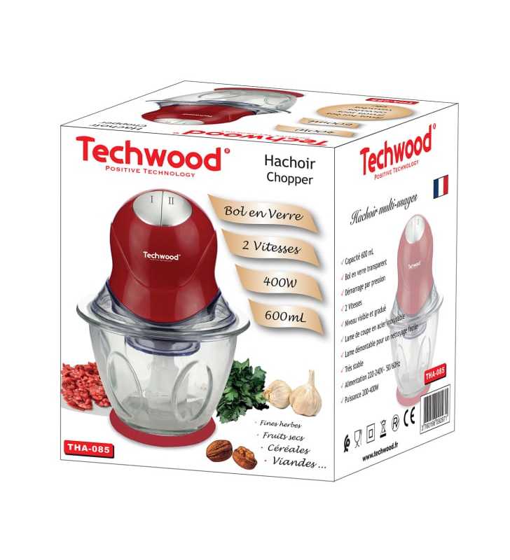 Mini Hachoir Bol Verre 600 Ml 300W TECHWOOD